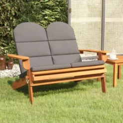 VidaXL Patio Bench Garden Seat Adirondack With Cushions Solid Wood Acacia
