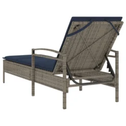 VidaXL Gray Poly Rattan Sun Lounger-Outdoor Chaise With Cushion, Adjustable Backrest, Washable Cover-24.8x78.7x24.4 Inches Patio Daybed -All Patio Furniture GUEST 001d5715 7842 48af 865d 14b4fe78ae7e