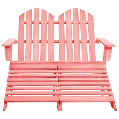 VidaXL Garden Chair White Fir Wood 2-seater Ergonomic Adirondack Chair - Pink 10 VidaXL Garden Chair White Fir Wood 2-seater Ergonomic Adirondack Chair - Pink - Image 8