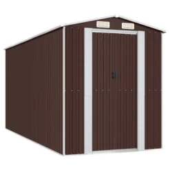 VidaXL Garden Shed Dark Brown Galvanized Steel Large Garden Shed - 75.6" X 173.2" X 87.8" -All Patio Furniture GUEST 021964b1 afb8 4177 afcb bcc3dd6e7bb4