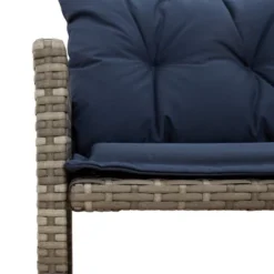 VidaXL 3-Seater L-Shaped Patio Sofa Set With Table - Gray Poly Rattan, Navy Cushions, Powder-Coated Steel Frame & Glass Top -All Patio Furniture GUEST 02959b0c eccd 40c6 98af d6927ec33709