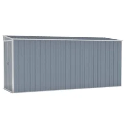 VidaXL Storage Shed Wall-mounted Garden Shed For Backyard Galvanized Steel - Gray 46.5" X 150.4" X 70.1" -All Patio Furniture GUEST 02aaba79 3d9f 4475 86b1 440e1068d924