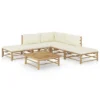 VidaXL 6-Piece Patio Lounge Set, Sturdy Bamboo Construction, Cream-White Cushions, Modular Design, Easy To Clean, Ideal For Outdoor Leisure 1 VidaXL 6-Piece Patio Lounge Set, Sturdy Bamboo Construction, Cream-White Cushions, Modular Design, Easy To Clean, Ideal For Outdoor Leisure -All Patio Furniture GUEST 02ba3565 f920 4b9a 931b 0683f6b90036