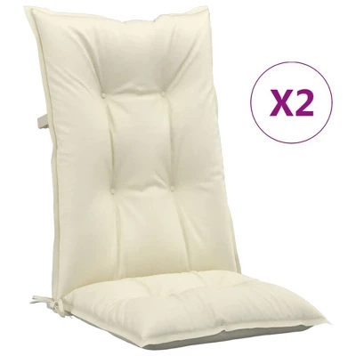 VidaXL Highback Chair Cushion Set Of 2 Cream Polyester, PP Hollow Fiber 12 VidaXL Highback Chair Cushion Set Of 2 Cream Polyester, PP Hollow Fiber - Image 10