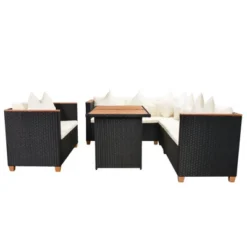 VidaXL Patio Furniture Set Set Of 5 Black And Cream White Poly Rattan -All Patio Furniture GUEST 053dfc33 7fc0 4426 9c90 79a5c8b91386