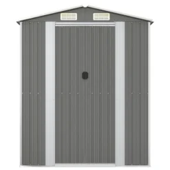 VidaXL Light Gray Garden Shed - Large Outdoor Storage, Galvanized Steel Construction With Gate Access, Ideal For Tools, Pool And Garden Supplies -All Patio Furniture GUEST 056739c7 f15c 4df2 9f06 79fa8693bfff
