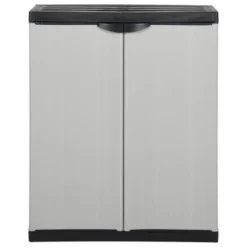 VidaXL Garden Storage Cabinet With Shelf In Gray And Black - PVC And PP Cabinet - Compact And Secure Outdoor Cabinet -All Patio Furniture GUEST 05e1a097 4971 4def 8cc2 457c7ddb46f8