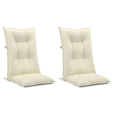 VidaXL Highback Chair Cushion Set Of 2 Cream Polyester, PP Hollow Fiber 4 VidaXL Highback Chair Cushion Set Of 2 Cream Polyester, PP Hollow Fiber - Image 2