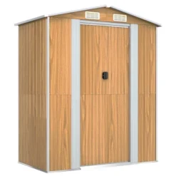 VidaXL Garden Shed Light Brown Galvanized Steel 75.6x42.5x87.8 In -All Patio Furniture GUEST 077d8b83 ad37 4a23 abf9 bfbe68a43740