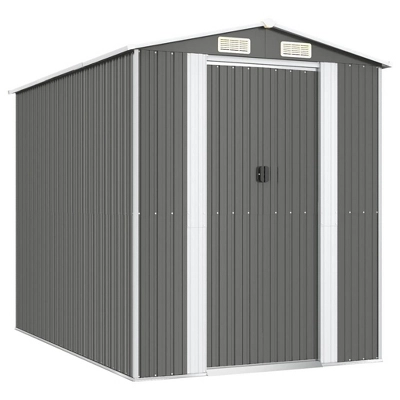 VidaXL Garden Shed Light Gray Galvanized Steel Large Garden Shed - 75.6" X 107.9" X 87.8" 10 VidaXL Garden Shed Light Gray Galvanized Steel Large Garden Shed - 75.6" X 107.9" X 87.8" - Image 8