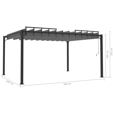 VidaXL Gazebo With Louvered Roof 9.8'x13.1' Anthracite Fabric And Aluminum 9 VidaXL Gazebo With Louvered Roof 9.8'x13.1' Anthracite Fabric And Aluminum - Image 7