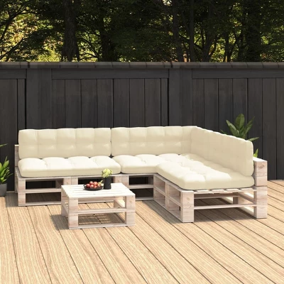 VidaXL Garden Pallet Sofa Cushions 7 Pcs Set - Durable Outdoor Seat And Back Cushions With Wear-Resistant Fabric Upholstery - Cream Color 3 VidaXL Garden Pallet Sofa Cushions 7 Pcs Set - Durable Outdoor Seat And Back Cushions With Wear-Resistant Fabric Upholstery - Cream Color