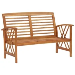 VidaXL Outdoor Patio Bench Wooden Garden Bench With Armrests Solid Wood Acacia - Brown