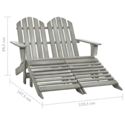 VidaXL Garden Chair Fir Wood 2-seater Ergonomic Adirondack Chair - Gray -All Patio Furniture GUEST 0c65b46b 19db 479d bfd0 89d4f9230012