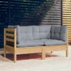 VidaXL 2-seater Garden Sofa Grey Solid Pine Wood, 100% Polyester Fabric -All Patio Furniture GUEST 0c772553 d565 4d1a 86b5 08c7c5d6266d