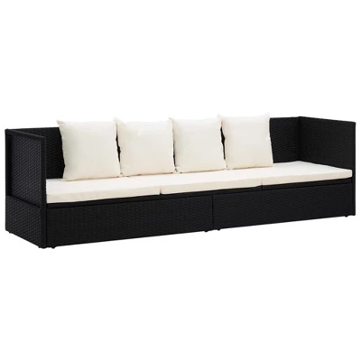 VidaXL Garden Bed Black, Cream White PE Rattan, Powder-Coated Steel 11 VidaXL Garden Bed Black, Cream White PE Rattan, Powder-Coated Steel - Image 9