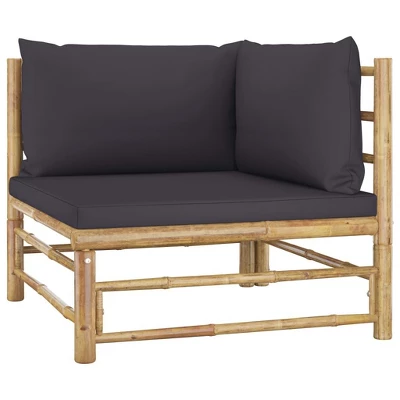 VidaXL Bamboo Patio Lounge Set With Dark Gray Cushions - 8 Piece Outdoor Furniture Collection - Modular Design For Variable Arrangements 6 VidaXL Bamboo Patio Lounge Set With Dark Gray Cushions - 8 Piece Outdoor Furniture Collection - Modular Design For Variable Arrangements - Image 4