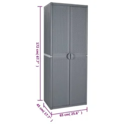 VidaXL Outdoor Cabinet Garden Storage Unit Shed With Shelves PP Wood Look - Gray 4 Shelves -All Patio Furniture GUEST 0e0c29fe 9b35 4482 8038 fa003411c6d2
