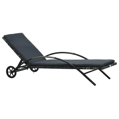 VidaXL Sun Lounger Anthracite PE Rattan 78.7 In Long And 25.6 In Wide 3 VidaXL Sun Lounger Anthracite PE Rattan 78.7 In Long And 25.6 In Wide