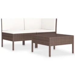 VidaXL Garden Furniture Set Brown PE Rattan 3 Piece Set Modular -All Patio Furniture GUEST 0f92ec47 5522 4911 8302 29103161e0c5