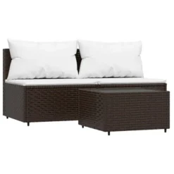 VidaXL 3-Piece Patio Lounge Set With Cushions - Brown Poly Rattan Outdoor Furniture With Pillows And Coffee Table, Weather Resistant, Flexible Design 21 VidaXL 3-Piece Patio Lounge Set With Cushions - Brown Poly Rattan Outdoor Furniture With Pillows And Coffee Table, Weather Resistant, Flexible Design -All Patio Furniture GUEST 104c85d0 fbe4 4525 9fdc 37ce43a9b48c