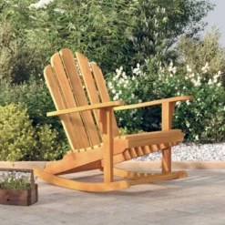 VidaXL Garden Adirondack Rocking Chair Set Of 2 Natural Teak - 1