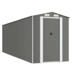VidaXL Garden Shed Light Gray Galvanized Steel Large Garden Shed - 75.6" X 238.6" X 87.8" -All Patio Furniture GUEST 1123c6d6 3929 4a7a 9f2b 773be5ec6932