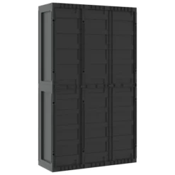 VidaXL Outdoor Storage Cabinet Black - 38.2"x14.6"x65" - Weather Resistant Polypropylene Utility Garden Cupboard -All Patio Furniture GUEST 114f5290 a90b 407a acd0 26aacf96cfe9