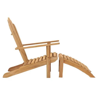 VidaXL Folding Adirondack Chair Patio Lawn Chair With Footrest Solid Wood Teak - 2 4 VidaXL Folding Adirondack Chair Patio Lawn Chair With Footrest Solid Wood Teak - 2 - Image 3