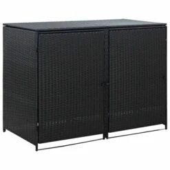 VidaXL Double Wheelie Bin Shed With Lid And Lockable Doors, Poly Rattan 31.5"x58.3"x43.7" Black 23 VidaXL Double Wheelie Bin Shed With Lid And Lockable Doors, Poly Rattan 31.5"x58.3"x43.7" Black -All Patio Furniture GUEST 15314e78 8e1b 4a85 a0d2 586f1525f489