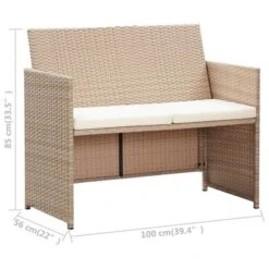 VidaXL 2-Seater Poly Rattan Patio Sofa - Weather Resistant Outdoor Furniture With Cushions - Easy To Assemble Garden Seating. -All Patio Furniture GUEST 175b88ea d618 4e5f 9844 dd43d8498b16
