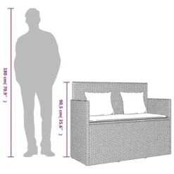VidaXL Garden Bench Gray PE Rattan 47.2 In Removable Covers -All Patio Furniture GUEST 17f1f7c4 65fb 47c3 80cd 873a97f7180a