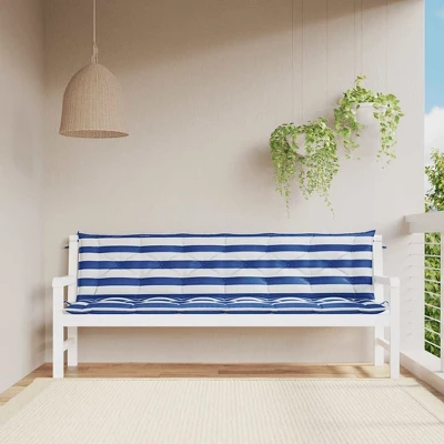VidaXL Bench Cushion Water Repellent Outdoor Seat Cushion Pad Oxford Fabric - Blue And White 78.7" 3 VidaXL Bench Cushion Water Repellent Outdoor Seat Cushion Pad Oxford Fabric - Blue And White 78.7"