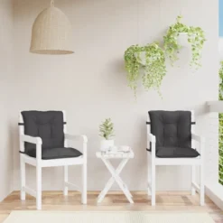 VidaXL Lowback Chair Cushion Set Of 2 Melange Anthracite 100% Polyester -All Patio Furniture GUEST 18ea056e 0bca 433d 8b10 32cb4f3a6c23