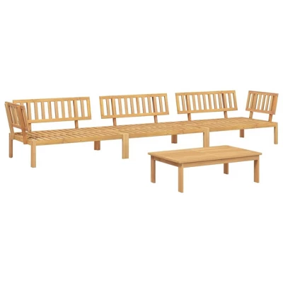 VidaXL 4 Piece Patio Pallet Sofa Set - Solid Acacia Wood Furniture For Outdoor/Garden/Patio - Table & 3 Sofas (Brown Light) 10 VidaXL 4 Piece Patio Pallet Sofa Set - Solid Acacia Wood Furniture For Outdoor/Garden/Patio - Table & 3 Sofas (Brown Light) - Image 8