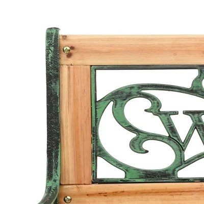 VidaXL Garden Bench Natural Wood, Green Solid Firwood, Cast Iron, PVC - 48" Welcome 8 VidaXL Garden Bench Natural Wood, Green Solid Firwood, Cast Iron, PVC - 48" Welcome - Image 6