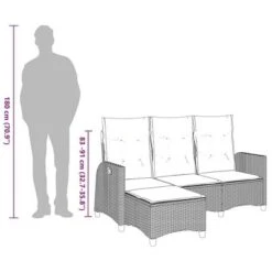 VidaXL Reclining Patio Sofa - PE Rattan/Steel - Gray L-Shaped Outdoor Sectional With Cushions - Adjustable Backrest - 69.3"x54.3" -All Patio Furniture GUEST 1b94d06f 7ca9 4322 a823 9dcd11420373