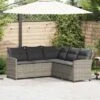 VidaXL L-Shaped Rattan Sectional Sofa - Outdoor Patio Couch With Anthracite Cushions, UV & Water-Resistant, Gray Steel Frame, 72.4"x72.4"