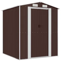 VidaXL Garden Shed Dark Brown Galvanized Steel Large Garden Shed - 75.6" X 75.2" X 87.8" -All Patio Furniture GUEST 1e18df1b d825 42b0 b932 7073c117be77