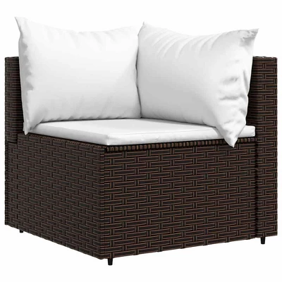 VidaXL - 3 Piece Patio Lounge Set With Brown Poly Rattan + Cushions, Powder-Coated Steel Frame, Modular Design, Padded Comfort, Easy Assembly 5 VidaXL - 3 Piece Patio Lounge Set With Brown Poly Rattan + Cushions, Powder-Coated Steel Frame, Modular Design, Padded Comfort, Easy Assembly - Image 3