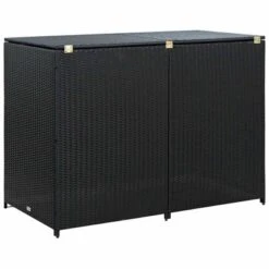 VidaXL Double Wheelie Bin Shed With Lid And Lockable Doors, Poly Rattan 31.5"x58.3"x43.7" Black 17 VidaXL Double Wheelie Bin Shed With Lid And Lockable Doors, Poly Rattan 31.5"x58.3"x43.7" Black -All Patio Furniture GUEST 1e4b6e7c ccb6 42d2 88e0 d8fe09dd650c