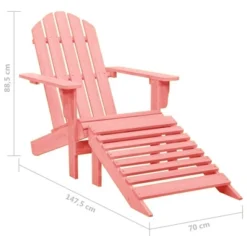 VidaXL Adirondack Chair Patio Adirondack Chair With Ottoman Solid Wood Fir - Pink -All Patio Furniture GUEST 20bff6b7 b51e 4b21 a2f6 f2cfbbca510d