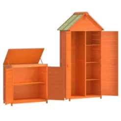 VidaXL Garden Tool Shed Set Brown Solid Pine Wood, Plywood - Brown -All Patio Furniture GUEST 214fd2aa 5f57 49d1 817f 137a29cb1b7d