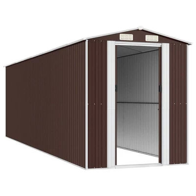 VidaXL Garden Shed Dark Brown Galvanized Steel Large Garden Shed - 75.6" X 271.3" X 87.8" 5 VidaXL Garden Shed Dark Brown Galvanized Steel Large Garden Shed - 75.6" X 271.3" X 87.8" - Image 3