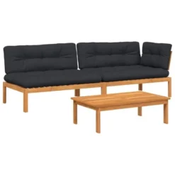 VidaXL Pallet Sofa Set Acacia Wood Color With Black Cushions -All Patio Furniture GUEST 22933269 7c1c 4ecb 98e6 1ea8332bbd0c