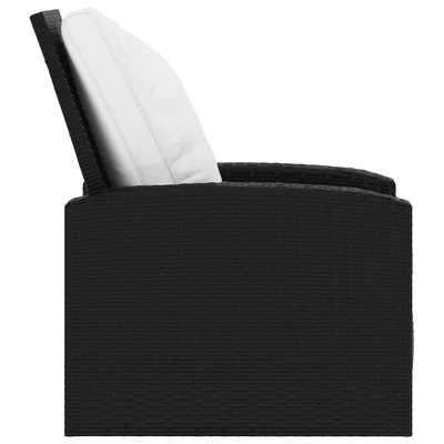 VidaXL - Modern Black Poly Rattan Patio Reclining Chair With Cushions - Adjustable Outdoor Garden Lounge Chair With Comfortable Armrests And Backrest. 5 VidaXL - Modern Black Poly Rattan Patio Reclining Chair With Cushions - Adjustable Outdoor Garden Lounge Chair With Comfortable Armrests And Backrest. - Image 3