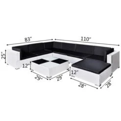 VidaXL Patio Furniture Set Set Of 8 White, Black -All Patio Furniture GUEST 23b47d71 fc0e 41ed 8dee 7b7e250f31c0