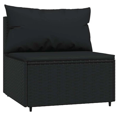 VidaXL 4-Piece Black Patio Lounge Set - Weather Resistant Poly Rattan Outdoor Furniture - Includes Thickly Padded Cushions And A Sturdy Steel Frame 6 VidaXL 4-Piece Black Patio Lounge Set - Weather Resistant Poly Rattan Outdoor Furniture - Includes Thickly Padded Cushions And A Sturdy Steel Frame - Image 4