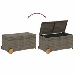 VidaXL Garden Storage Box With Wheels Gray 50.2 Gallon Poly Rattan -All Patio Furniture GUEST 2712dede b883 4d55 bf3e afa31927b4c1