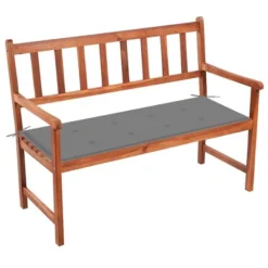 VidaXL Outdoor Patio Bench Wooden Garden Bench With Cushion Solid Wood Acacia - Gray 47.2" X 19.7" X 1.6"